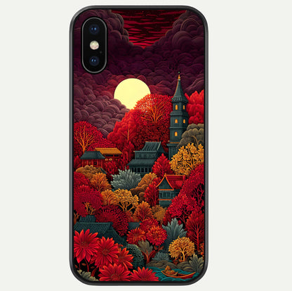 Scarlet Autumn Temple Glass Case For iPhone Xs Max by Custom World
