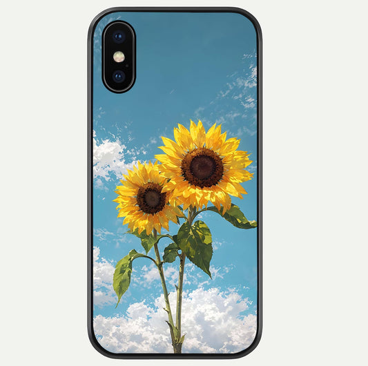 Sunflower Sky Bloom Glass Case For iPhone Xs Max by Custom World