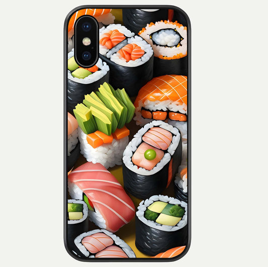 Sushi Food Pattern Glass Case For iPhone Xs Max by Custom World