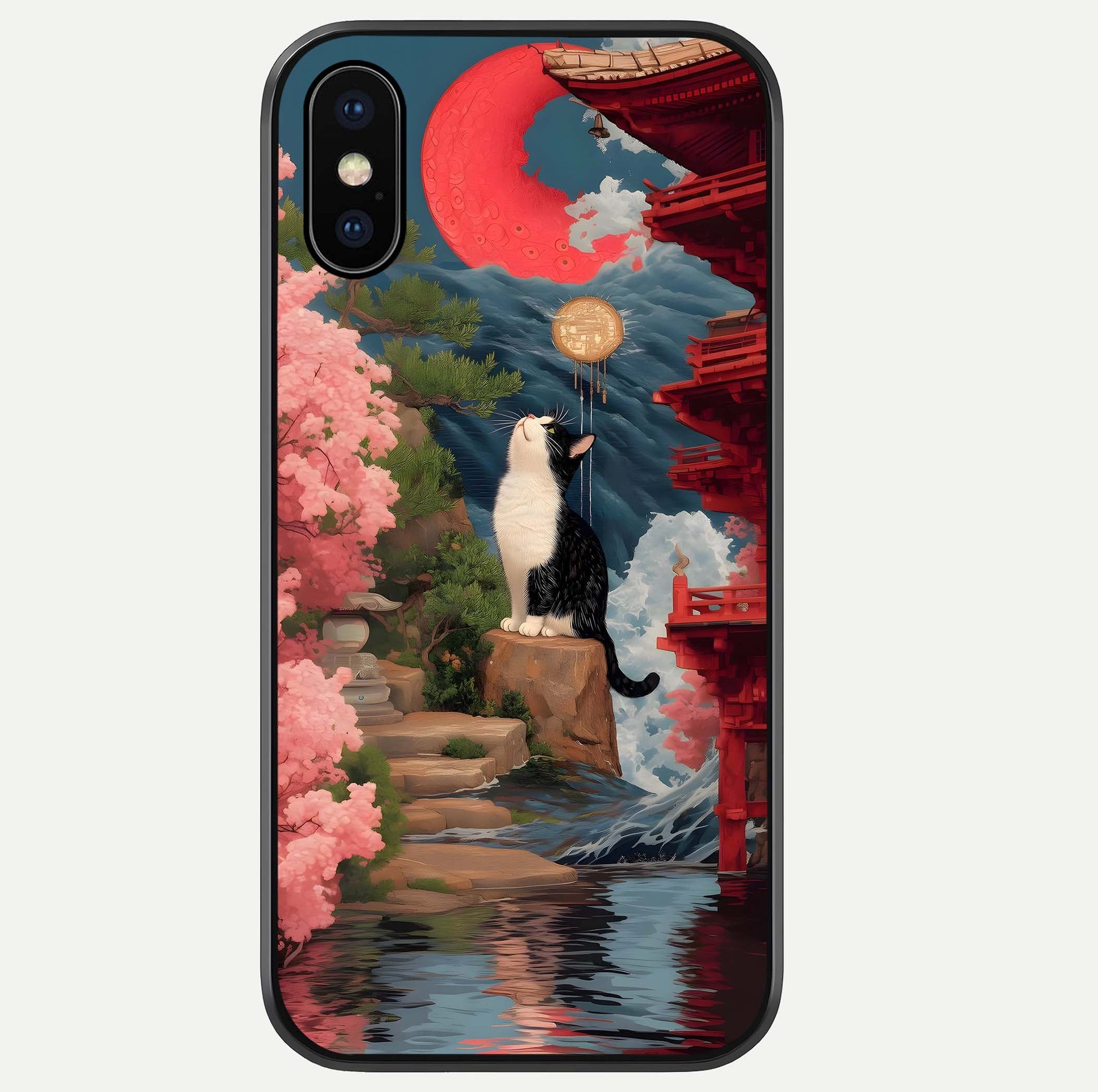 Temple Cat Scenery Glass Case For iPhone Xs Max by Custom World
