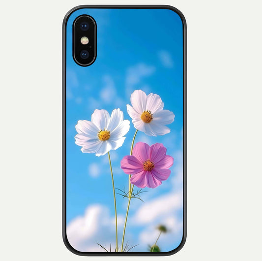 Triple Flowers With Sky Glass Case For iPhone Xs Max by Custom World