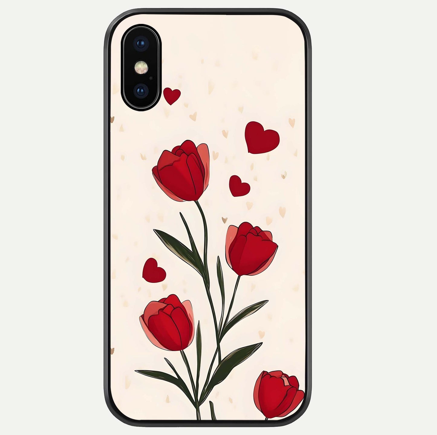 Tulip With Heart Glass Case For iPhone Xs Max by Custom World