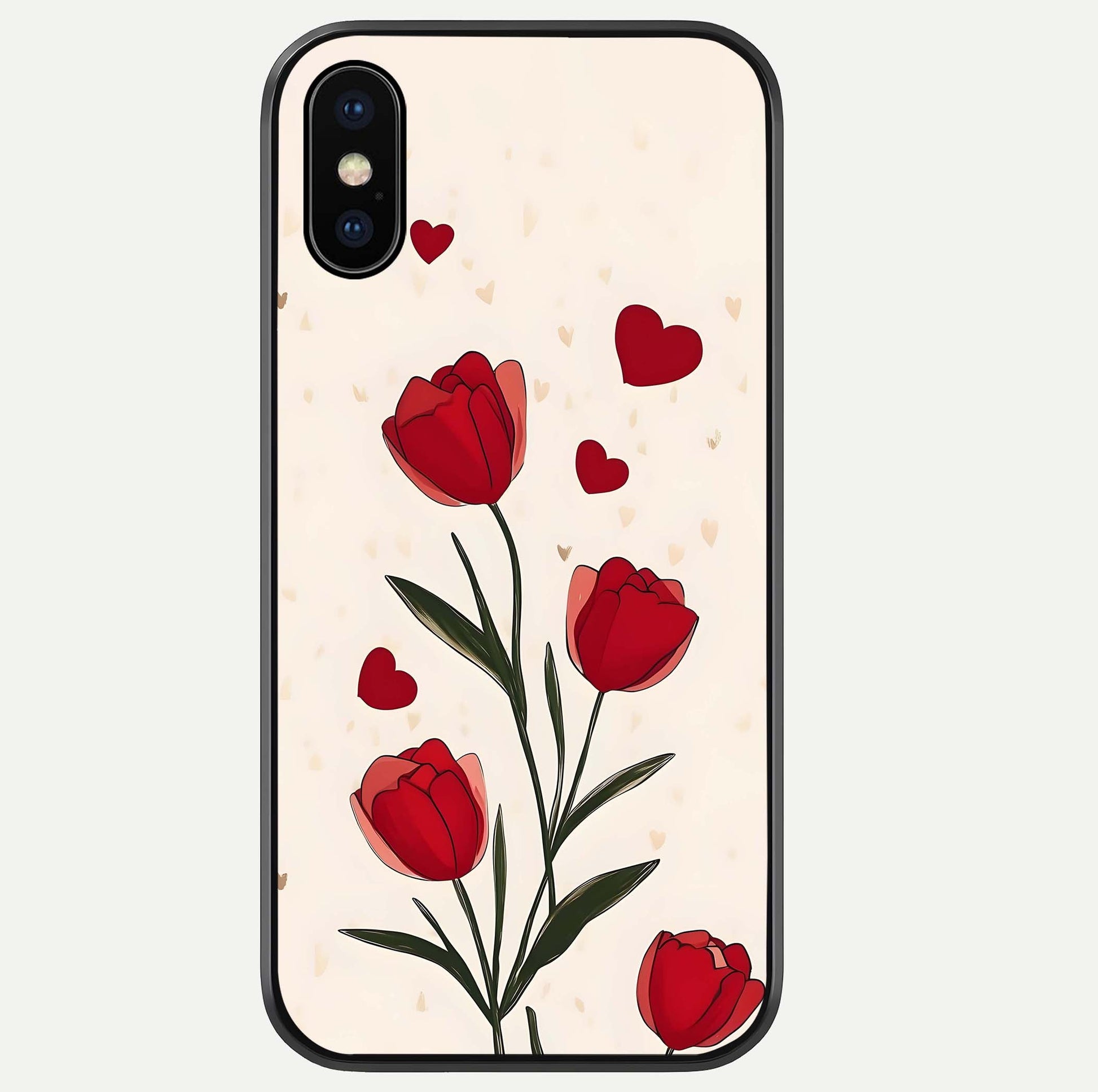 Tulip With Heart Glass Case For iPhone Xs Max by Custom World