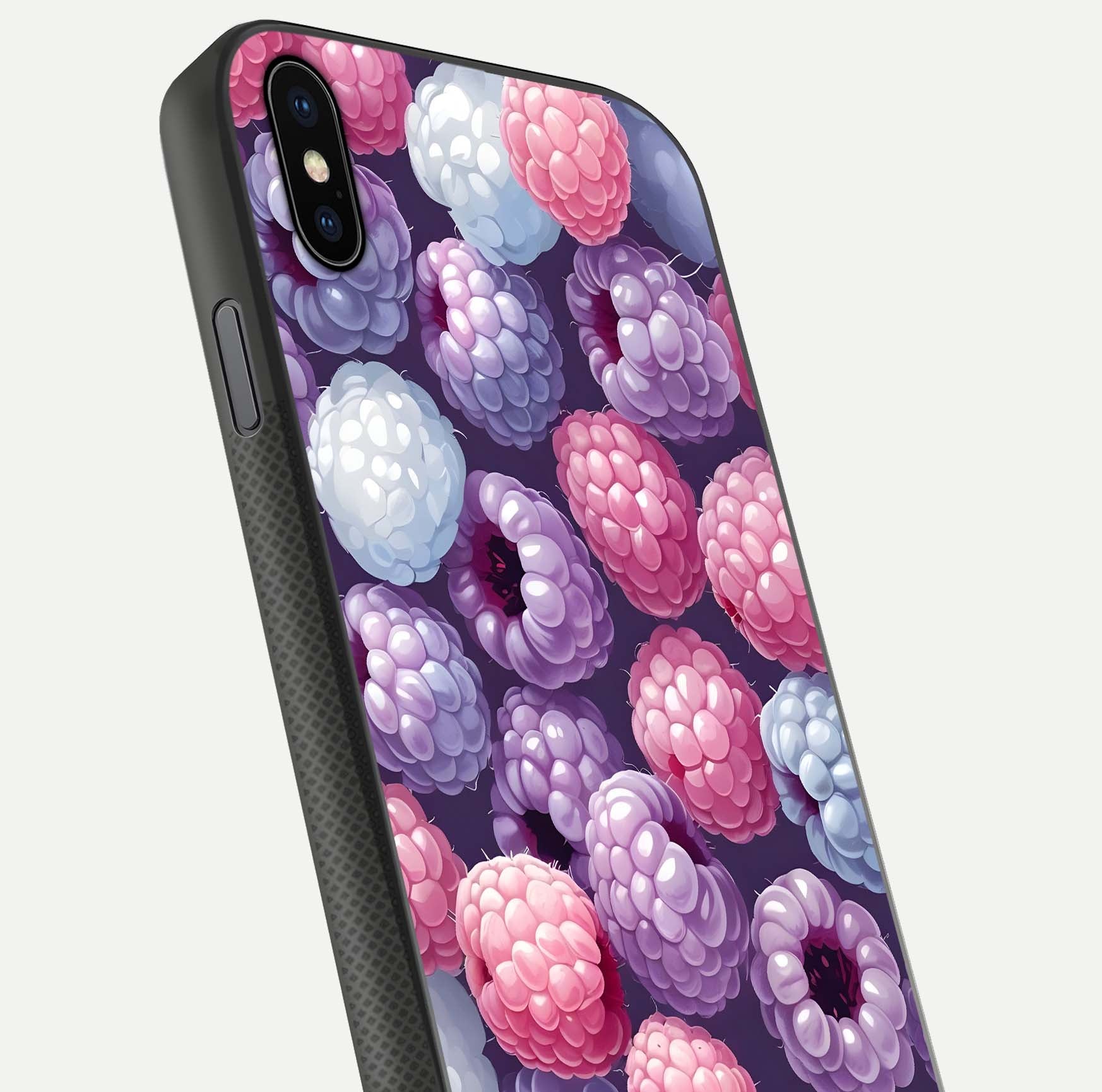 Berry Candy Pop Glass Case for iPhone Xs Max close-up shot revealing candy-style texture and reflective surface