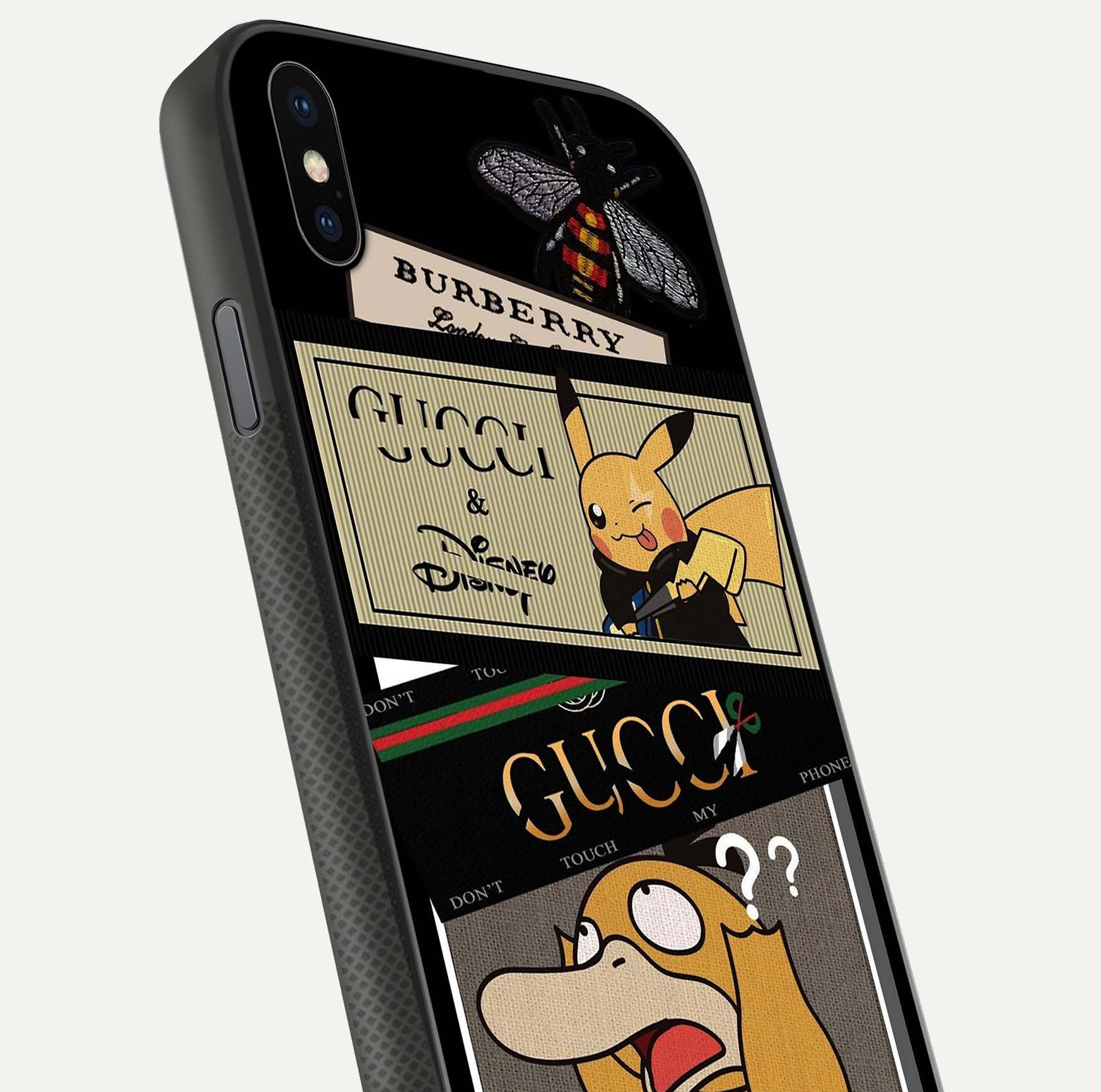 Cartoon Brand Play Mashup Glass Case for iPhone Xs Max close-up angled shot showing character details and vibrant tones