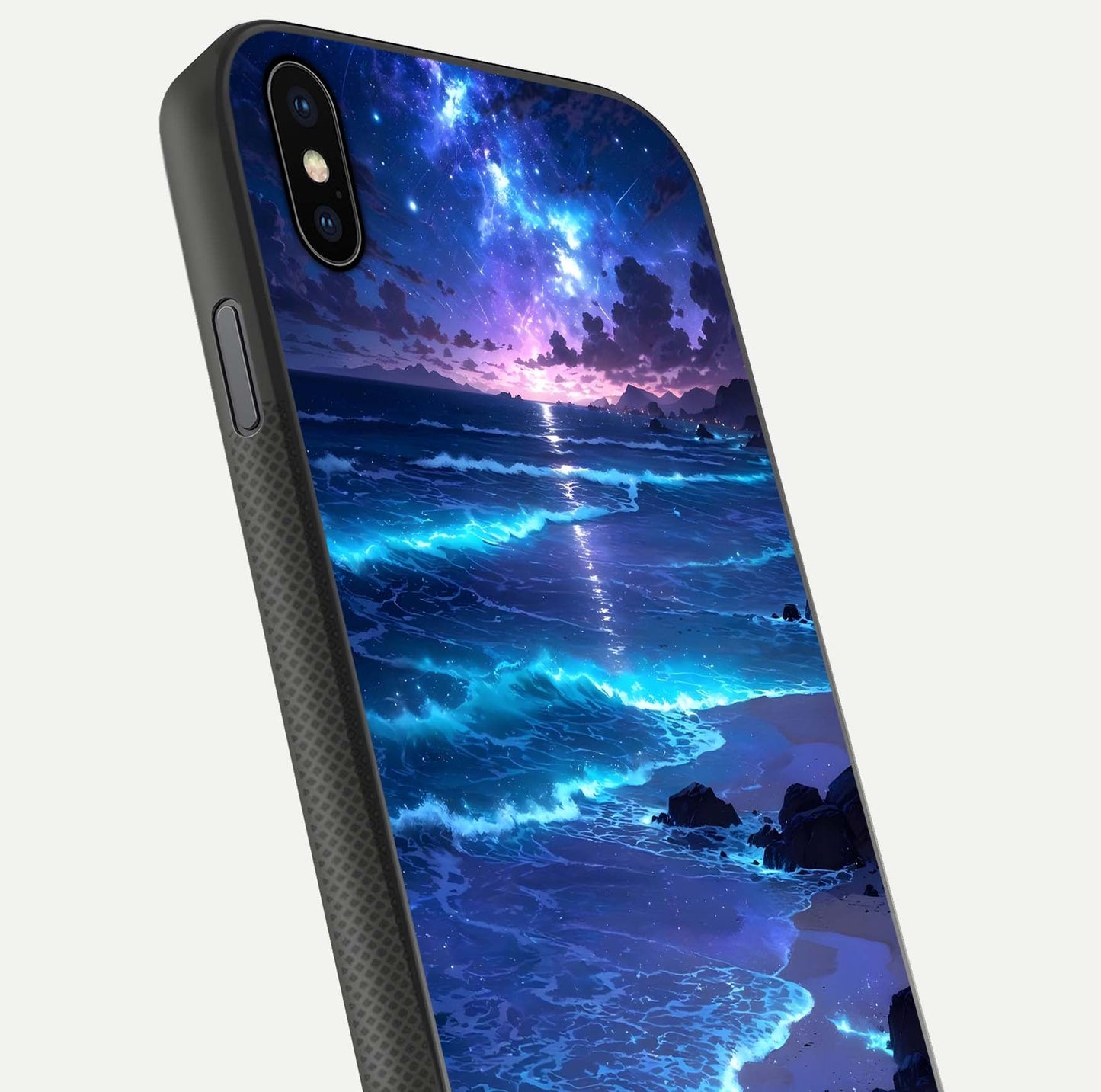 Classic Damn Look Glass Case for iPhone Xs Max close-up highlighting quote text and reflection shine