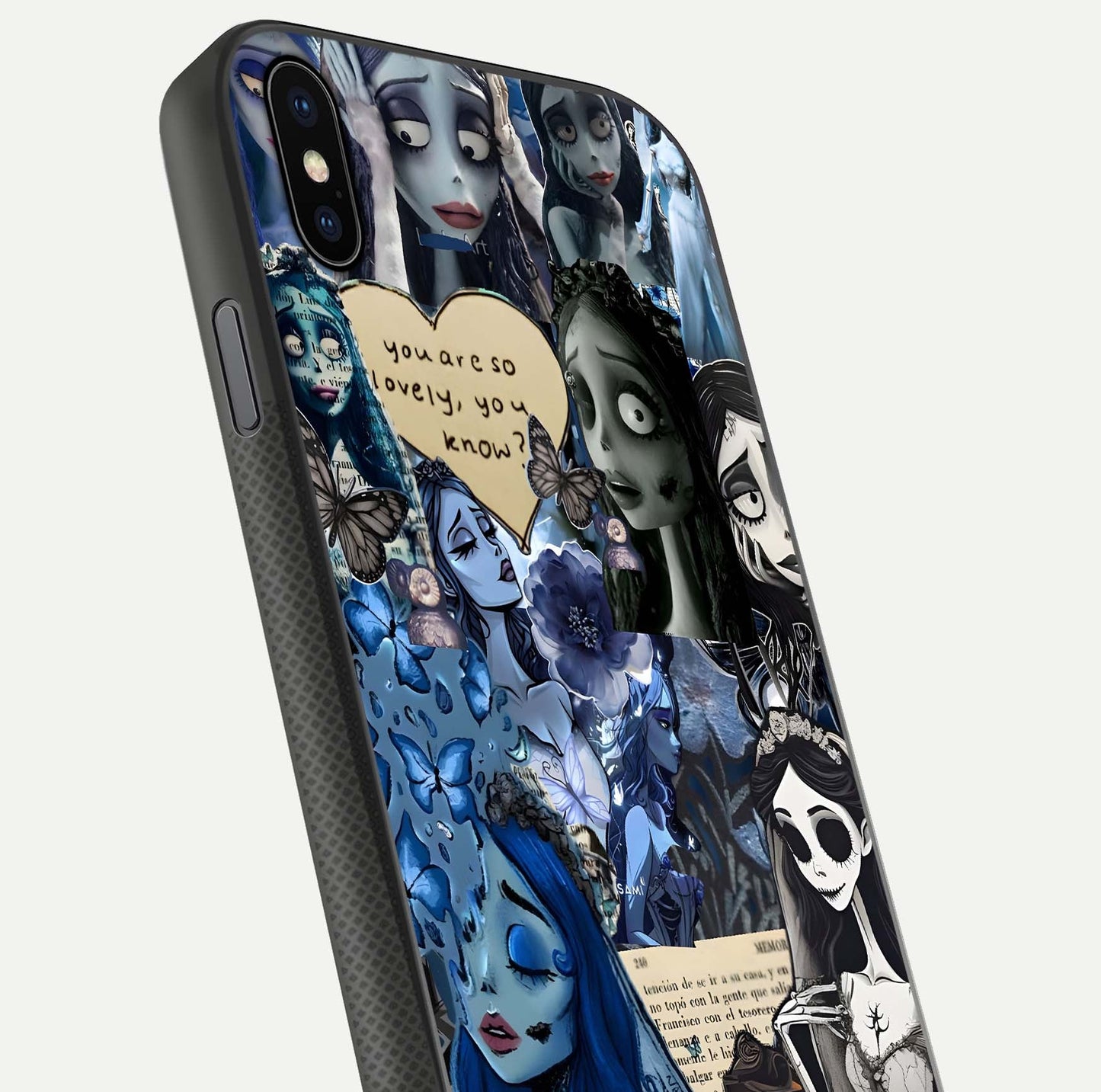 Corpse Bride Posters Glass Case for iPhone Xs Max close-up highlighting detailed artwork and reflection polish