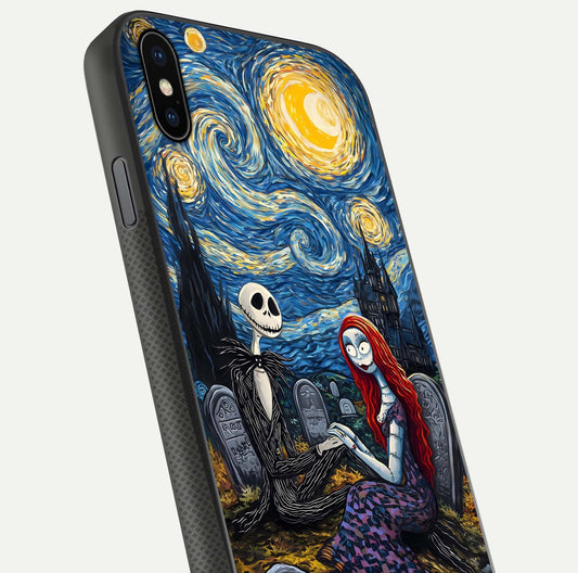 Eternal Night Love Glass Case for iPhone Xs Max close-up highlighting stars and reflection glow
