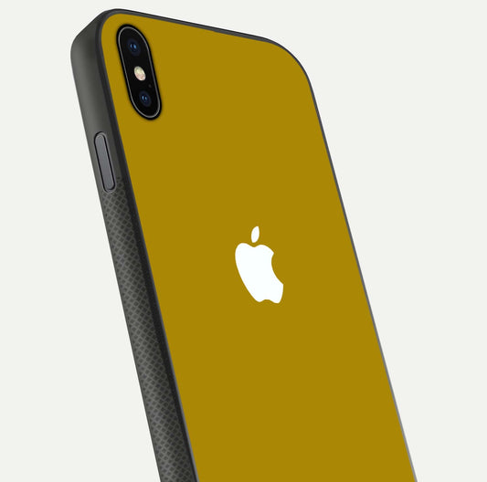 Golden Luxe Aura Glass Case for iPhone Xs Max close-up angled shot showing metallic shine and light reflection