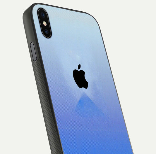 Gradient Apple Vibe Glass Case for iPhone Xs Max close-up angled shot showing color transition and reflection brightness