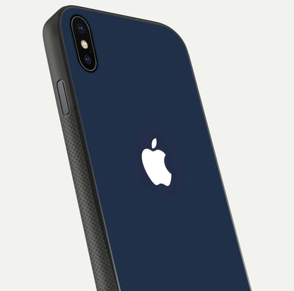 Minimal Apple Night Glass Case for iPhone Xs Max close-up angled shot showing clean reflection and soft tone