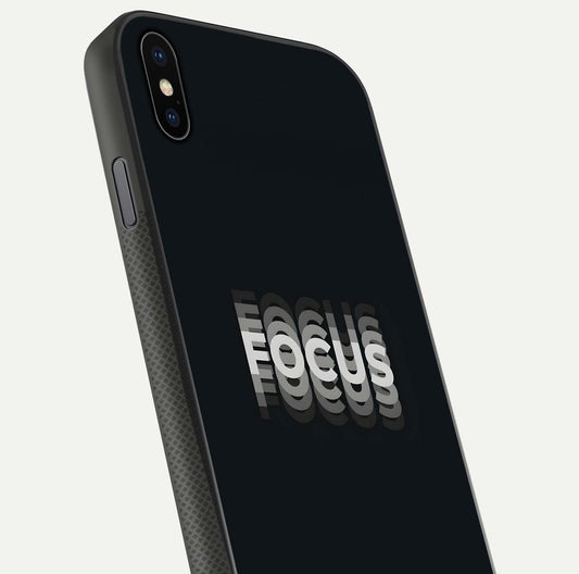 Mono Focus Vision Glass Case for iPhone Xs Max close-up angled shot highlighting minimal contrast and reflection