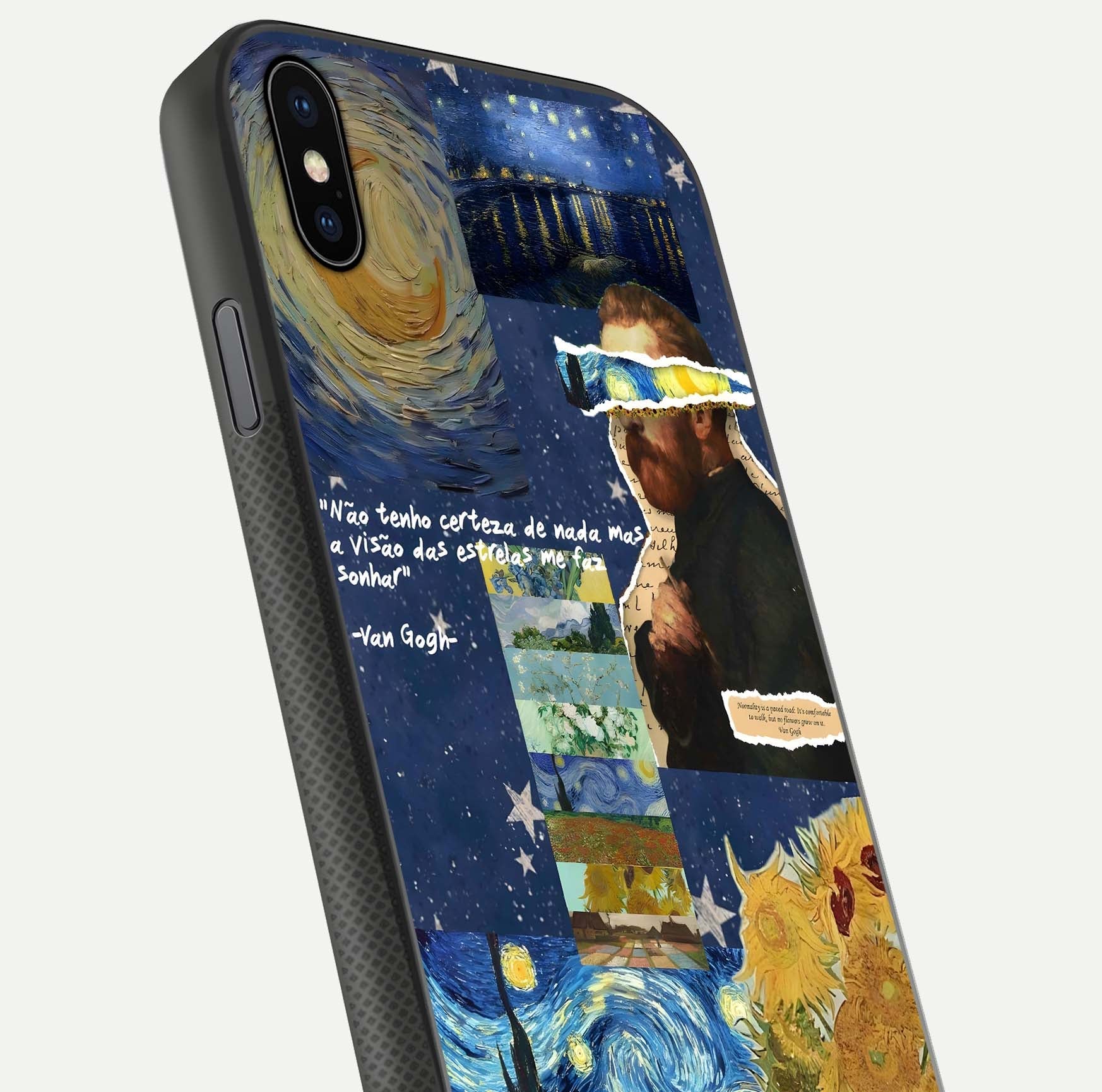 Starry Dream Vision Glass Case for iPhone Xs Max close-up angled shot highlighting cosmic light and reflection