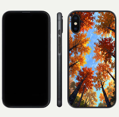 Autumn Sky Rise Glass Case for iPhone Xs Max front and back layout showing sky print and edge smoothness