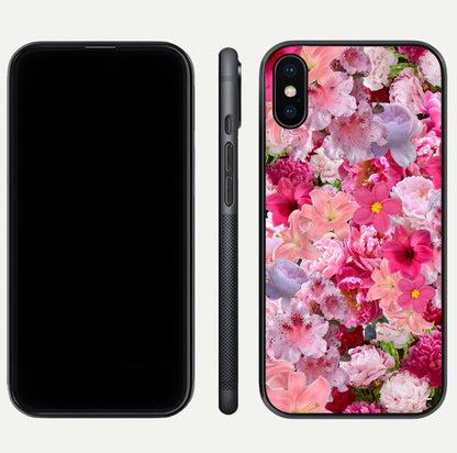 Bloom Crush Fantasy Glass Case for iPhone Xs Max dual-view layout highlighting edges and premium shine