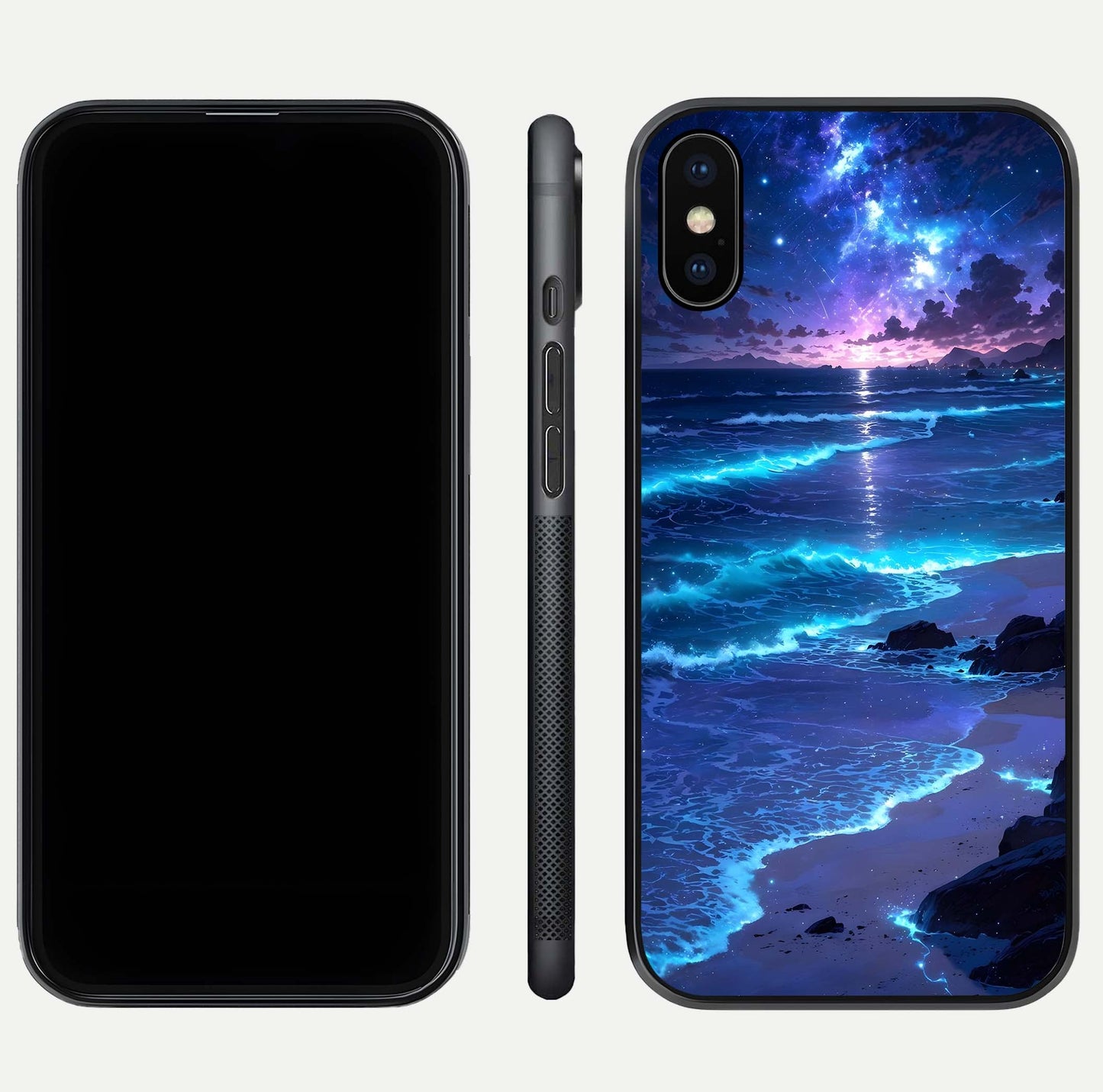 Classic Damn Look Glass Case for iPhone Xs Max dual-view layout showing design clarity and glass polish