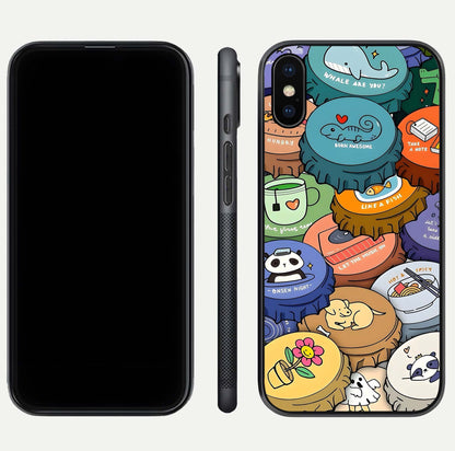 Coins Patterns Glass Case for iPhone Xs Max dual-view layout displaying elegant art and glass clarity