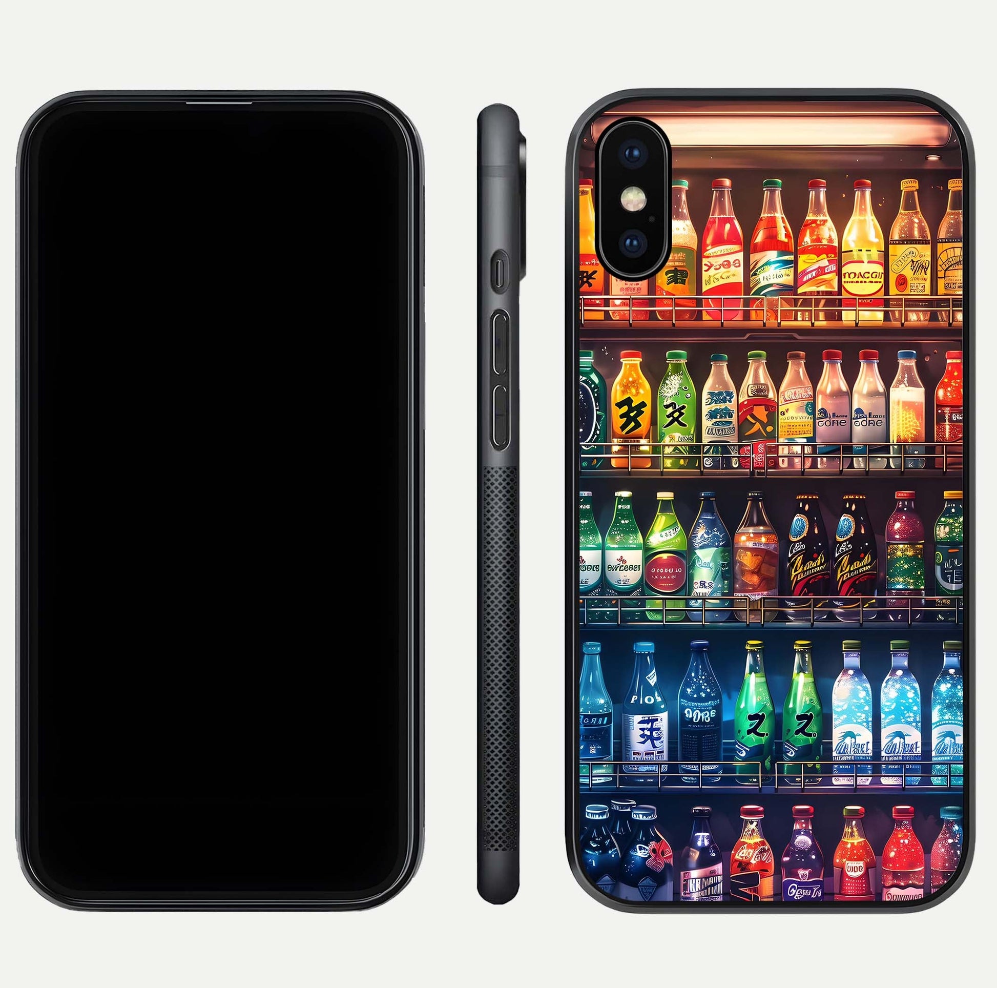 Colorful Soda Bottles Glass Case for iPhone Xs Max dual-view layout displaying playful tones and gloss clarity