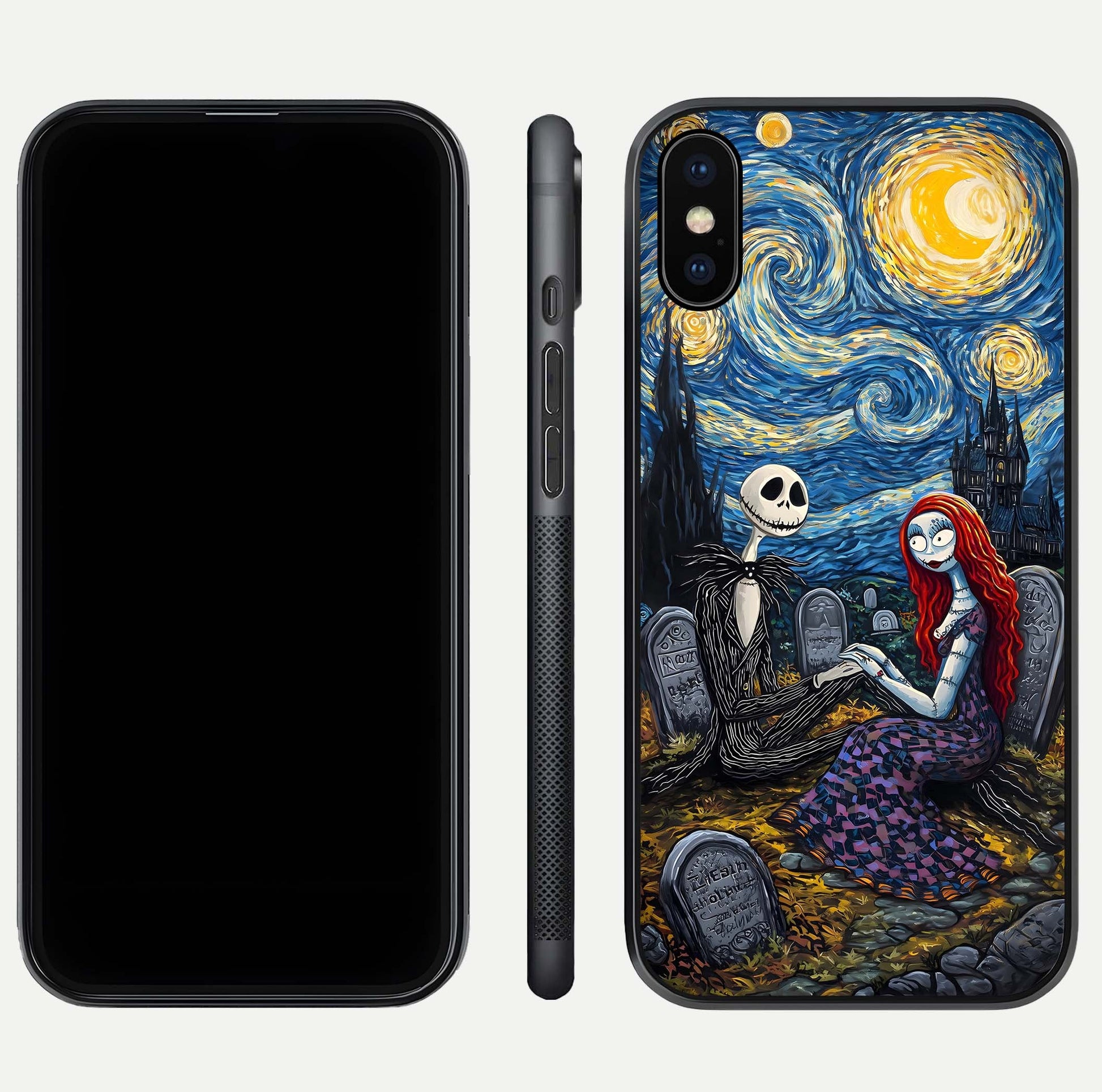 Eternal Night Love Glass Case for iPhone Xs Max dual-view layout displaying HD art and curved polish