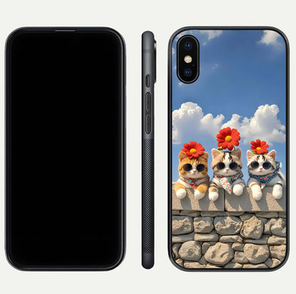 Floral Kitty Squad Glass Case for iPhone Xs Max dual-view layout displaying vibrant tones and smooth edges