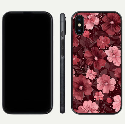 Flower Blush Bloom Glass Case for iPhone Xs Max dual-view layout displaying HD print and smooth curves