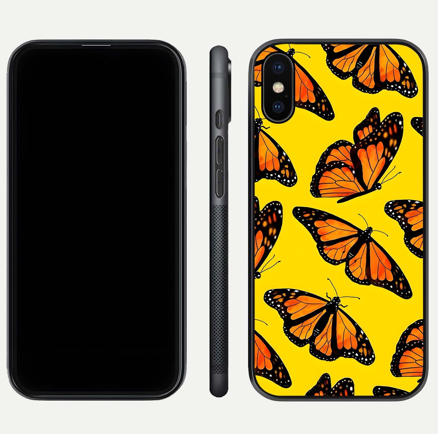 Golden Wing Flight Glass Case for iPhone Xs Max front and back view layout highlighting graceful lines and curved glass