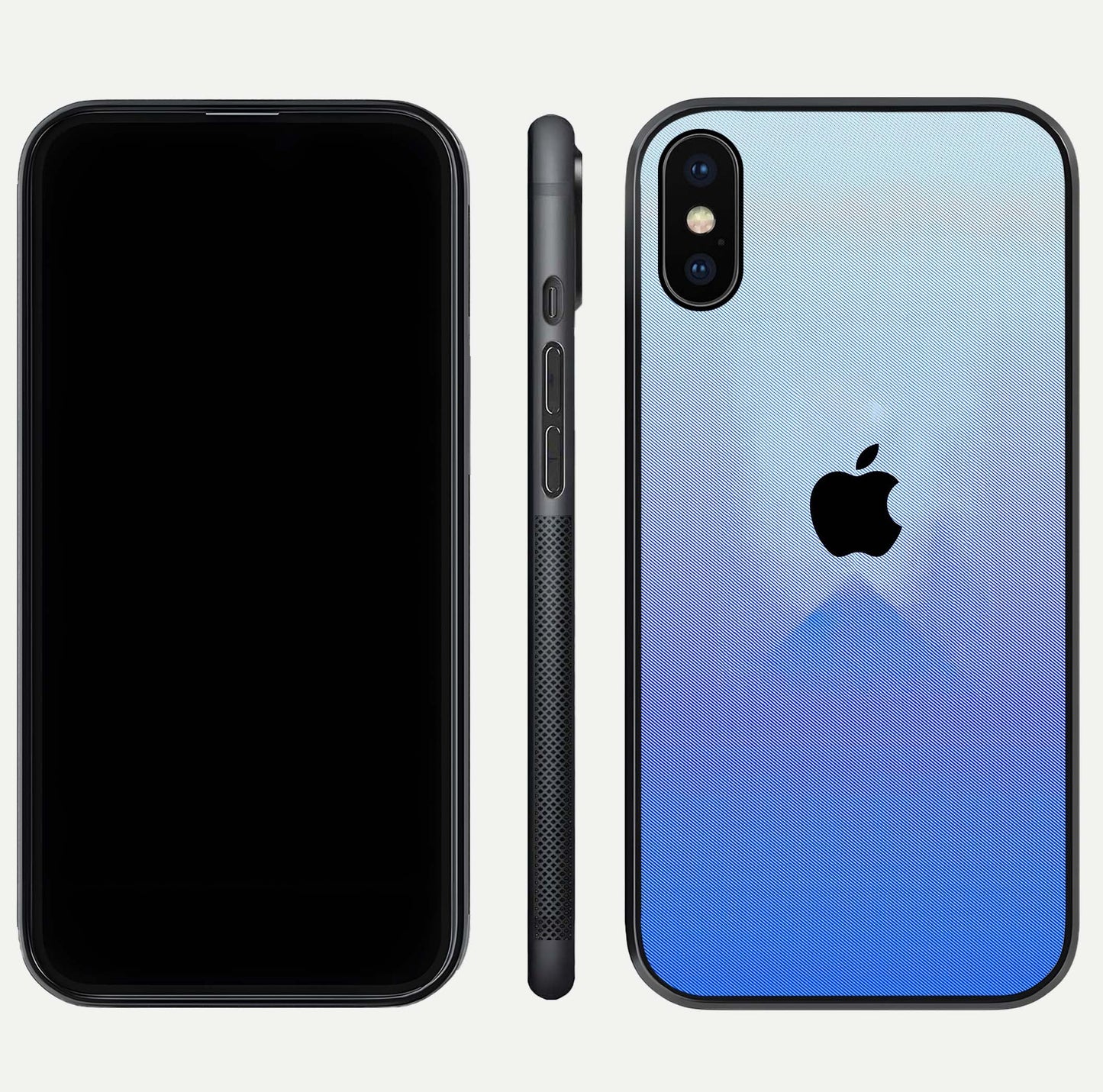 Gradient Apple Vibe Glass Case for iPhone Xs Max front and back view layout highlighting minimalist Apple design and curved edges