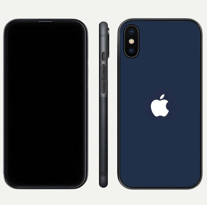 Minimal Apple Night Glass Case for iPhone Xs Max front & back layout highlighting simplicity and edge curve