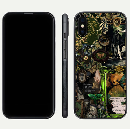 Mystic Woods Secret Glass Case for iPhone Xs Max front & back layout showing nature theme and smooth edges