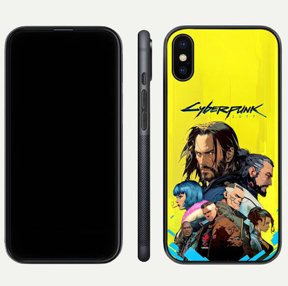 Neon Rebel Genesis Glass Case for iPhone Xs Max front & back layout highlighting futuristic theme and curves