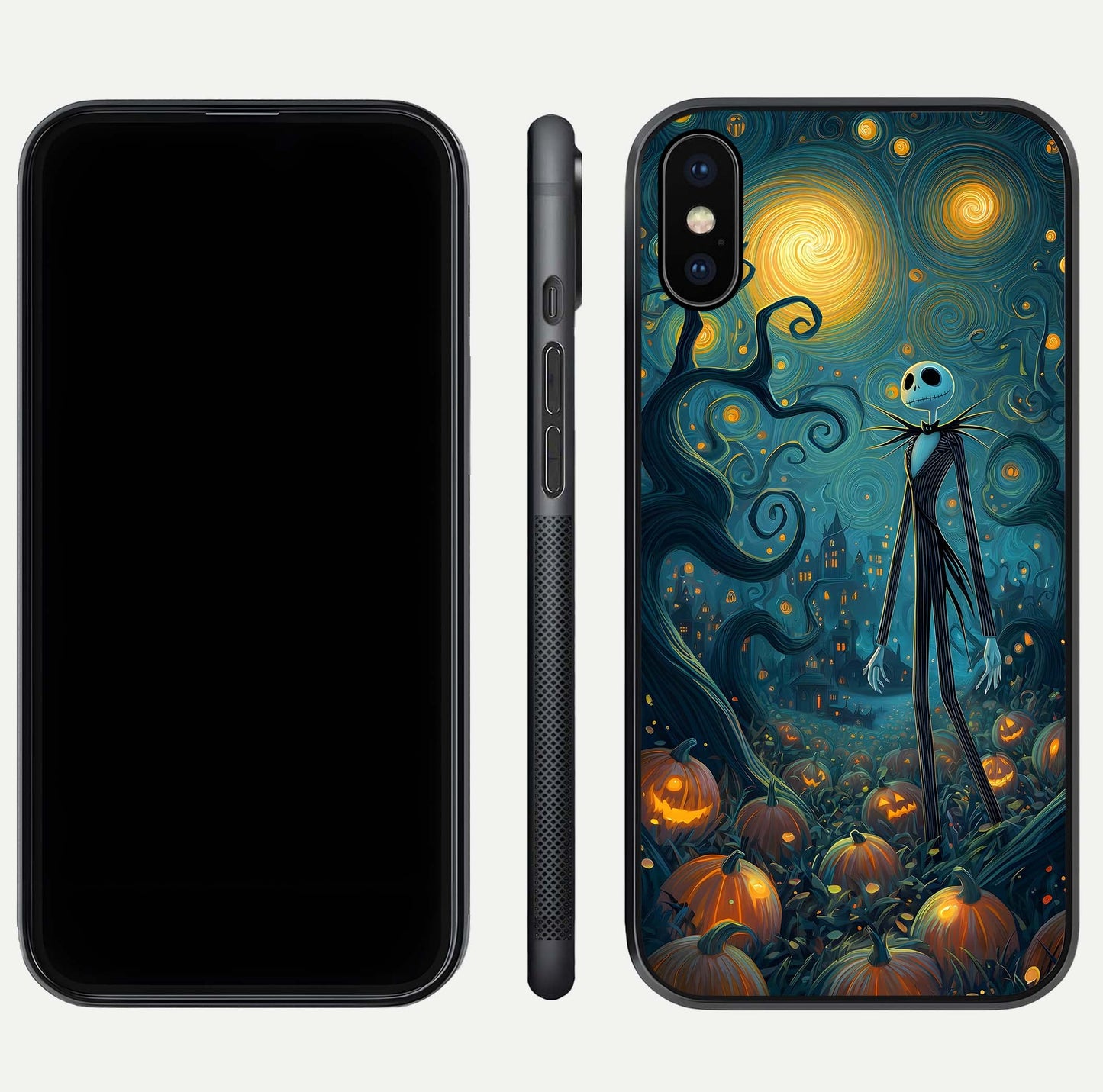 Pumpkin Moonlight Tale Glass Case for iPhone Xs Max front & back layout showing festive orange tone and edges