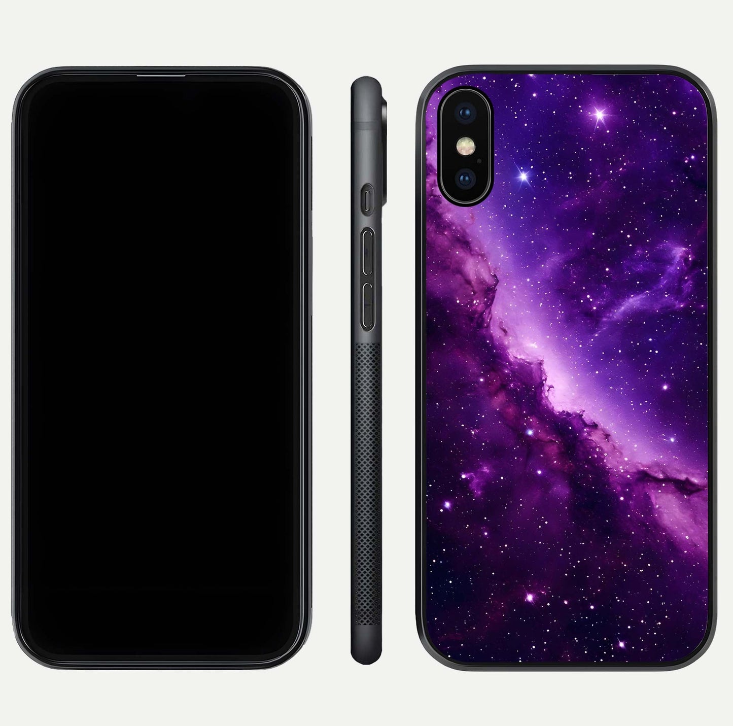 Purple Shade Sky Glass Case for iPhone Xs Max front & back layout showing HD tones and clean glass edges
