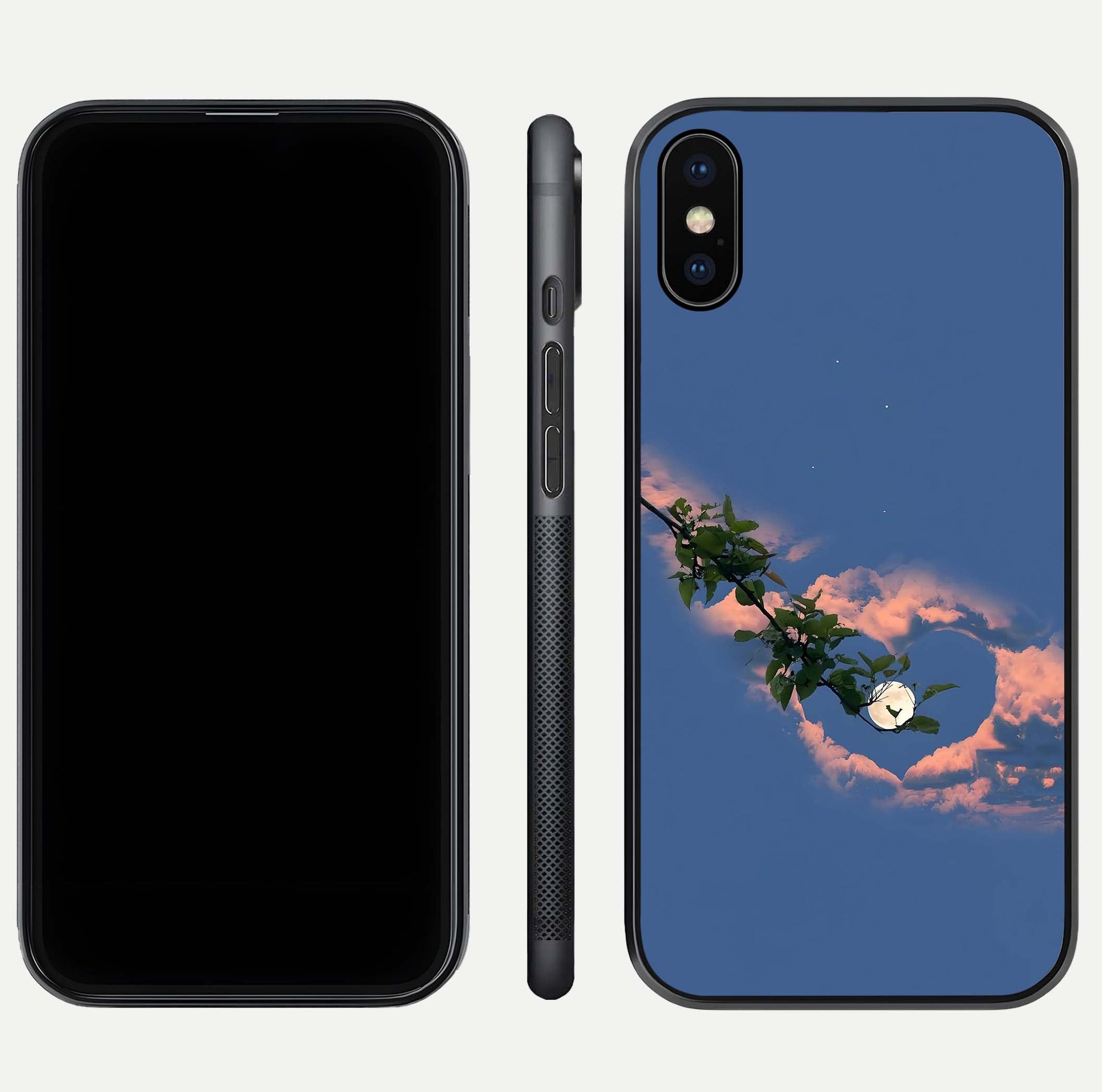 Sky Under Tree Glass Case for iPhone Xs Max front & back layout showing sky tones and curved glass edge