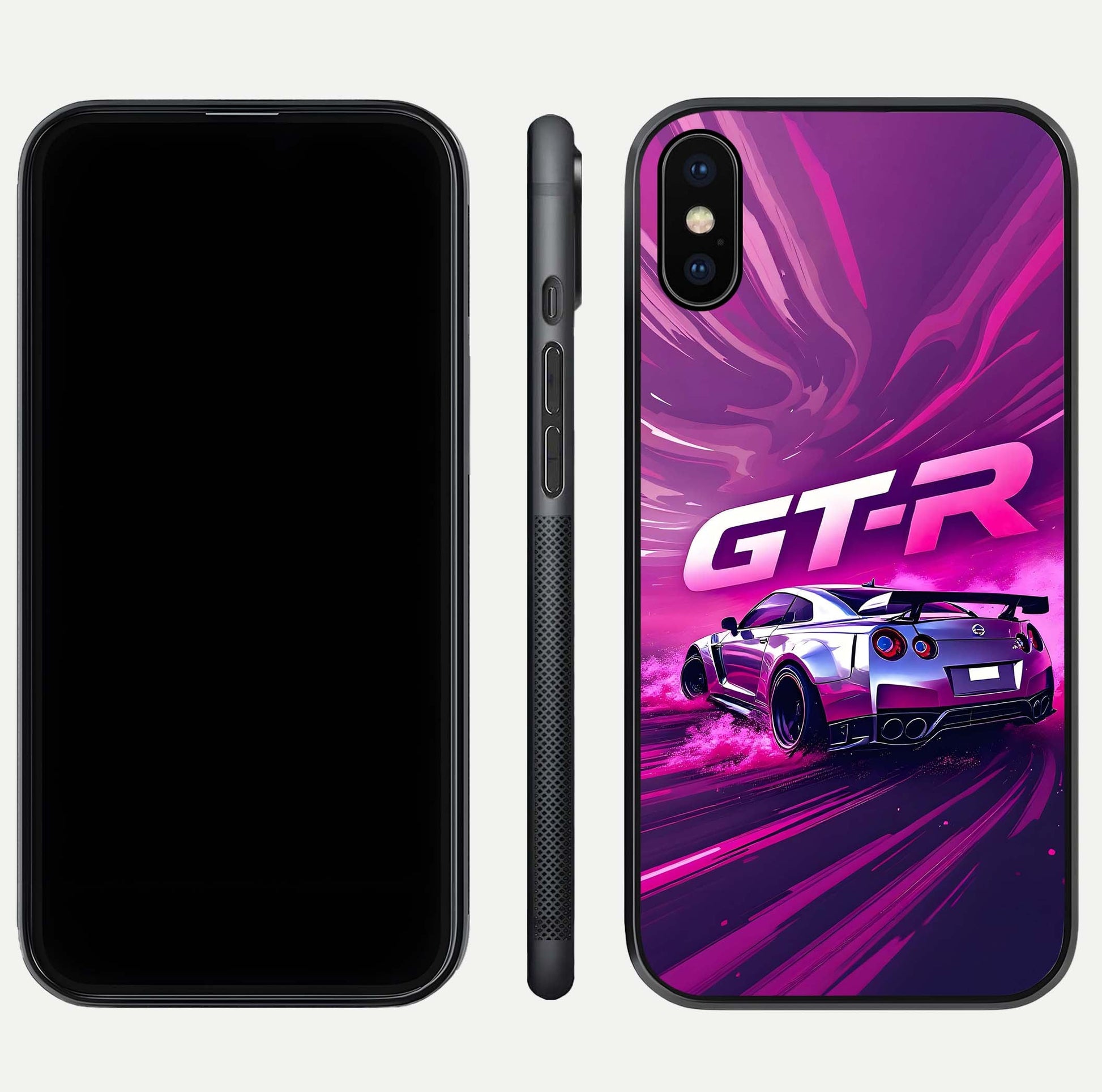 Speed Drift Legend Glass Case for iPhone Xs Max front & back layout showing bold tones and smooth edges