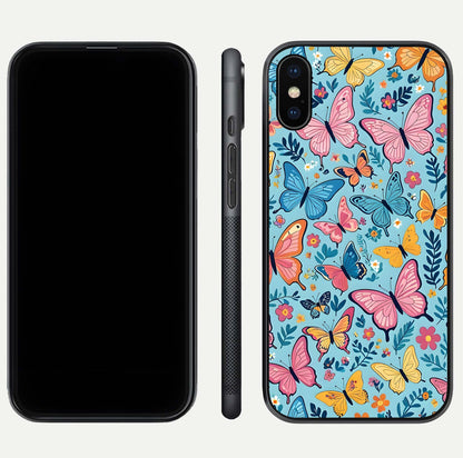 Spring Wing Garden Glass Case for iPhone Xs Max front & back layout showing soft tones and elegant glass design