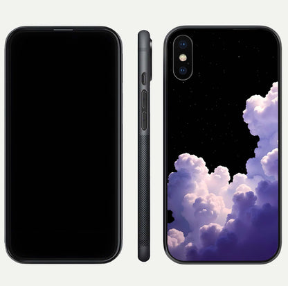 Starlit Night Whispers Glass Case for iPhone Xs Max front & back layout showing moon tones and curved edges
