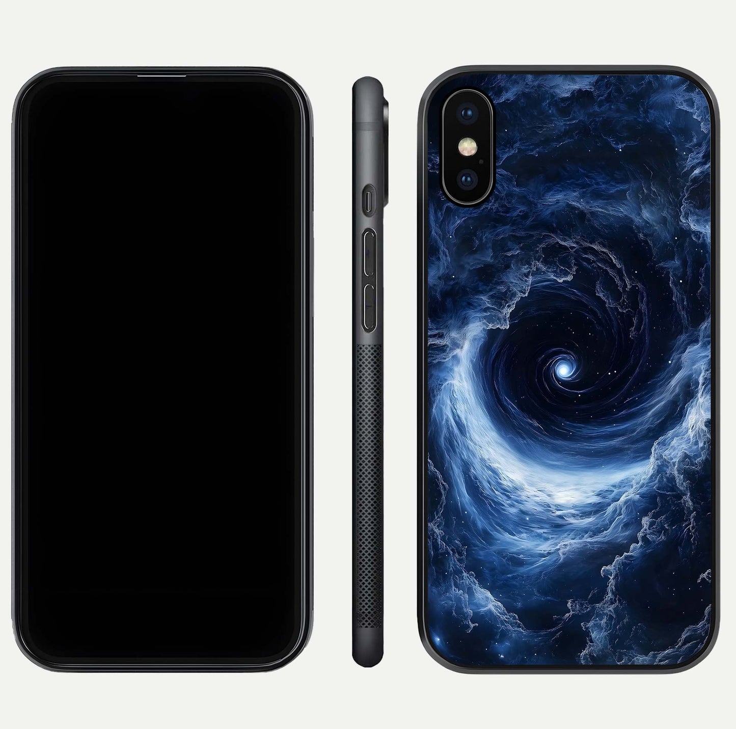 Stunning Galaxy Glass Case for iPhone Xs Max front & back layout showing deep cosmic hues and clean edges
