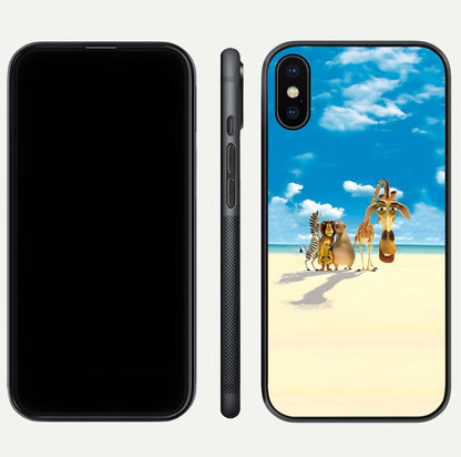 Tropical Fun Squad Glass Case for iPhone Xs Max front & back layout showing fun pattern and smooth edges