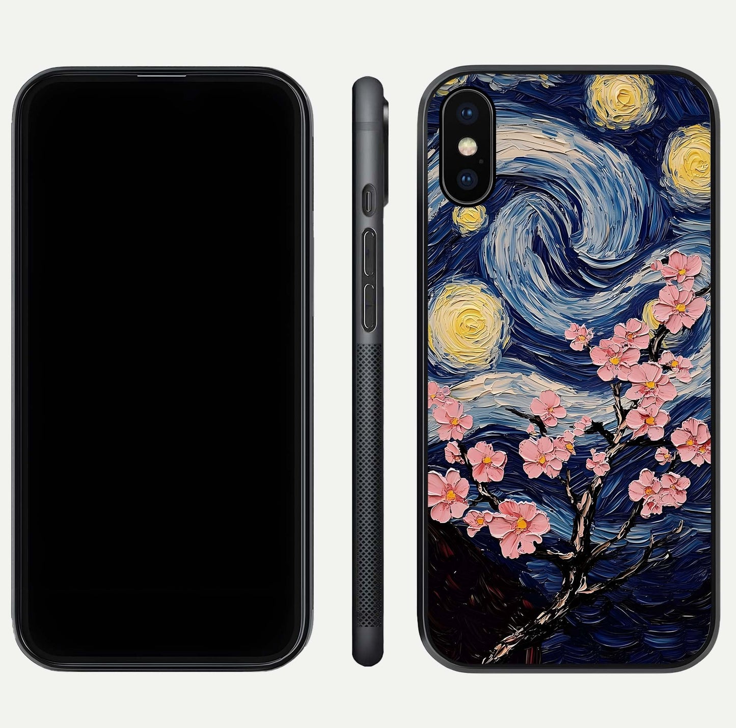 Van Gogh Scenery Glass Case for iPhone Xs Max front & back layout showing vibrant tones and detailed design