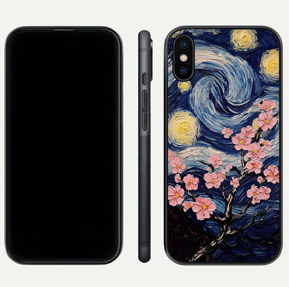 Van Gogh Scenery Glass Case for iPhone Xs Max front & back layout showing vibrant tones and detailed design