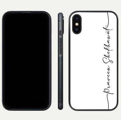 White Tune Custom Name Glass Case for iPhone Xs Max front & back layout showing clean design and text placement