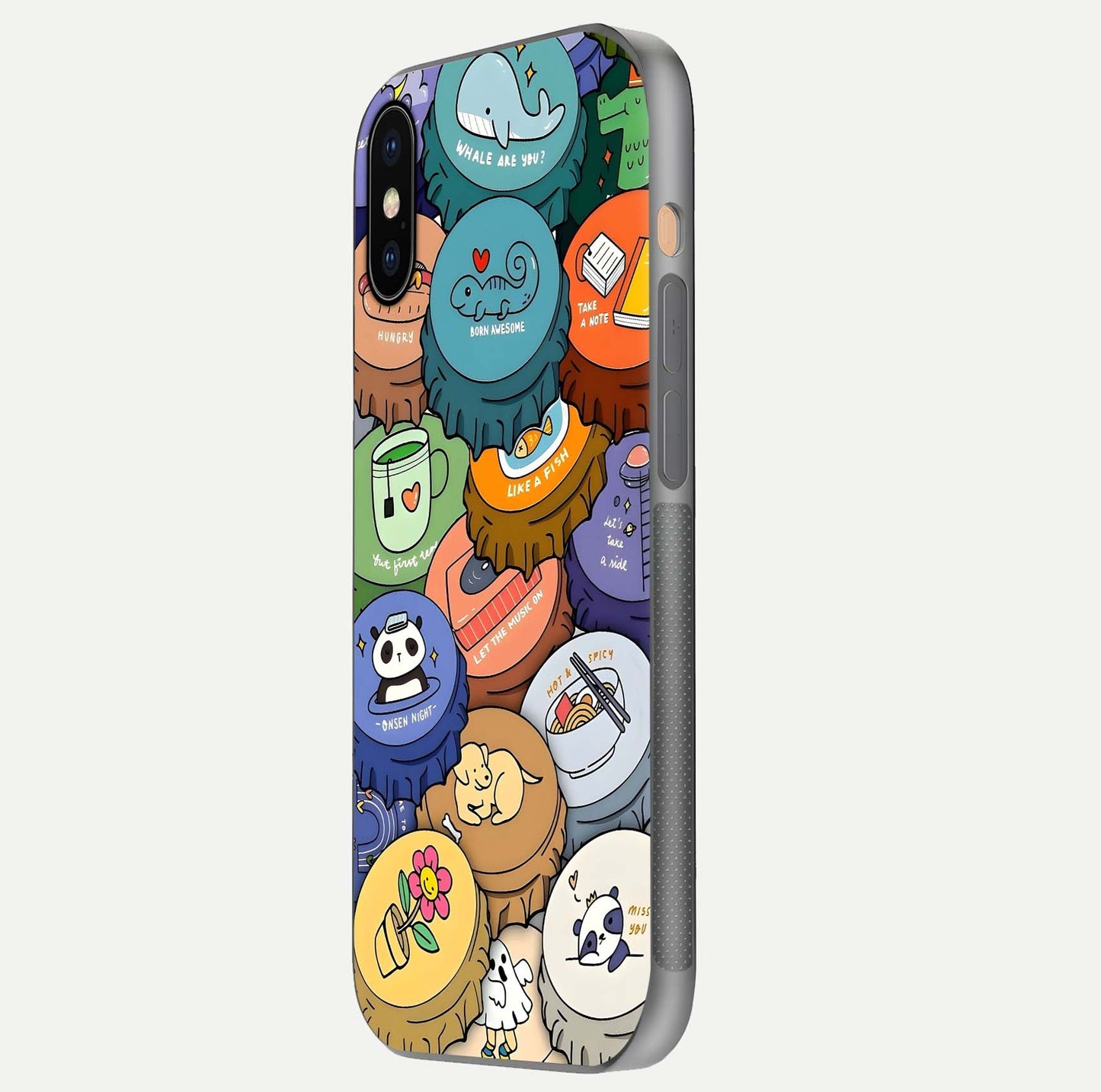 Coins Patterns Glass Case for iPhone Xs Max side-angle photo capturing shine finish and curve glow