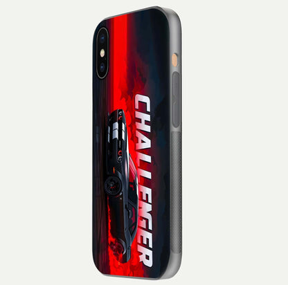 Crimson Challenger Fury Glass Case for iPhone Xs Max side-angle image showing curve reflection and red finish