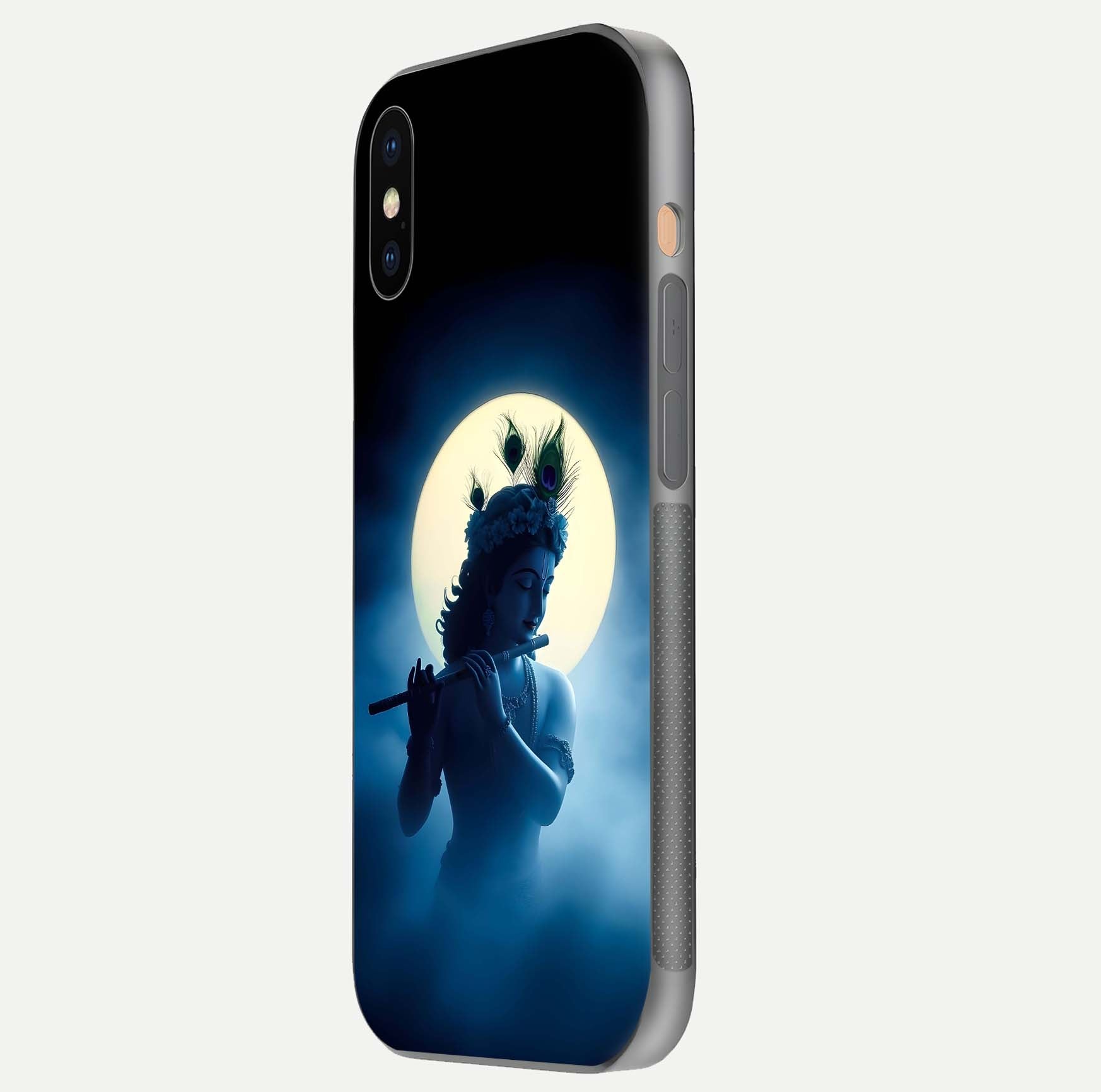 Divine Moon Flute Glass Case for iPhone Xs Max side-angle image capturing reflection depth and soft color