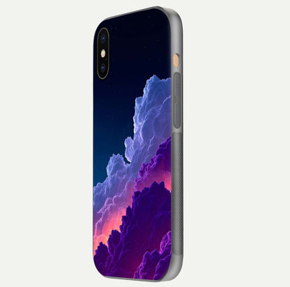 Dreamy Cloud Skies Glass Case for iPhone Xs Max side-angle image showing reflection clarity and polish