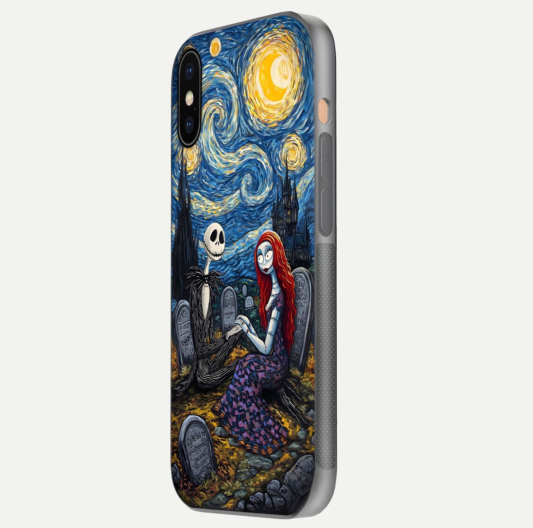 Eternal Night Love Glass Case for iPhone Xs Max side-angle photo showing edge shine and soft reflection