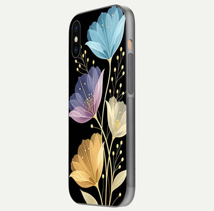 Flower Bloom Glow Glass Case for iPhone Xs Max side-angle image capturing gloss reflection and flower glow