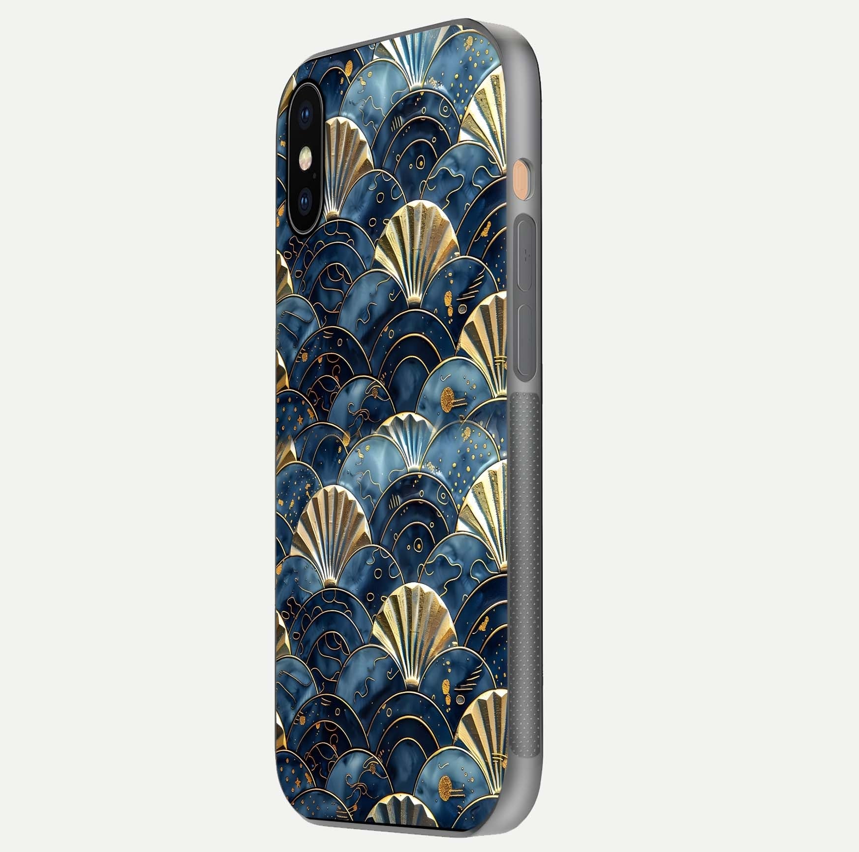 Golden Wave Luxe Glass Case for iPhone Xs Max side-angle image showing reflection clarity and polished finish