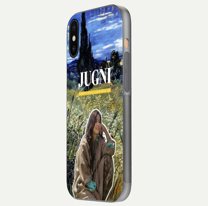 Jugni Soul Vibes Glass Case for iPhone Xs Max side-angle image with stylish typography and HD finish