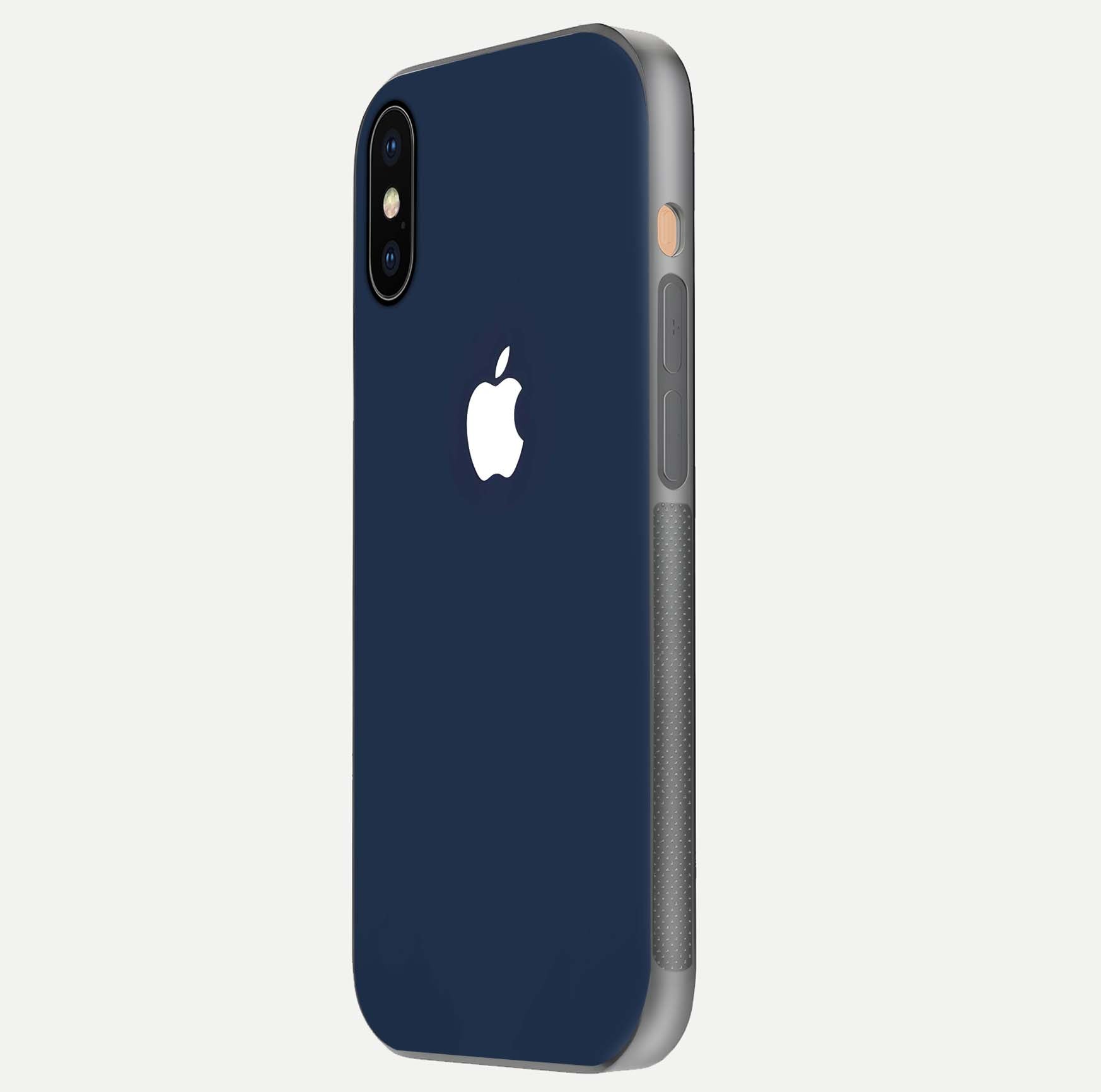 Minimal Apple Night Glass Case for iPhone Xs Max side-angle image showing sleek reflection and clean gloss